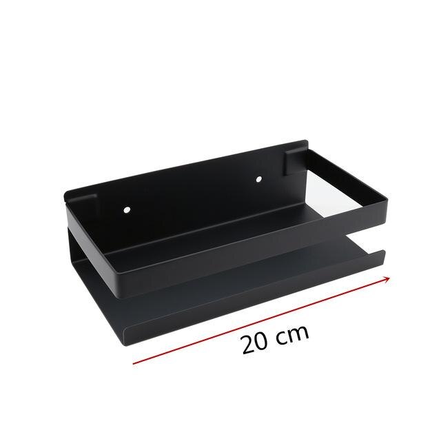 Estante de pared para baño, accesorio negro para ducha, champú y baño, estantes esquineros, estante de almacenamiento de 20cm-50cm: Black  20cm