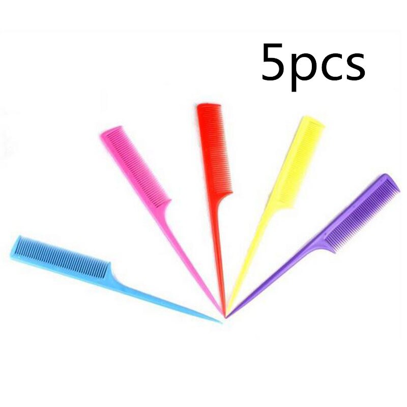 1 Pc Kapper Kleurrijke Staart Kam Sharp End Professionele Fijne Kam Split Haar Voor Schoonheid: 5pcs random color
