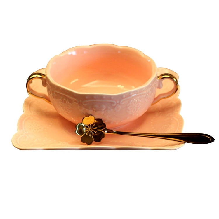 Cute Ceramic Coffee Tea Cup Set Reusable Esspresso Cups Saucer Plastic Tea Cup Ceramic Tazas De Cafe Porcelana China BA60BYD