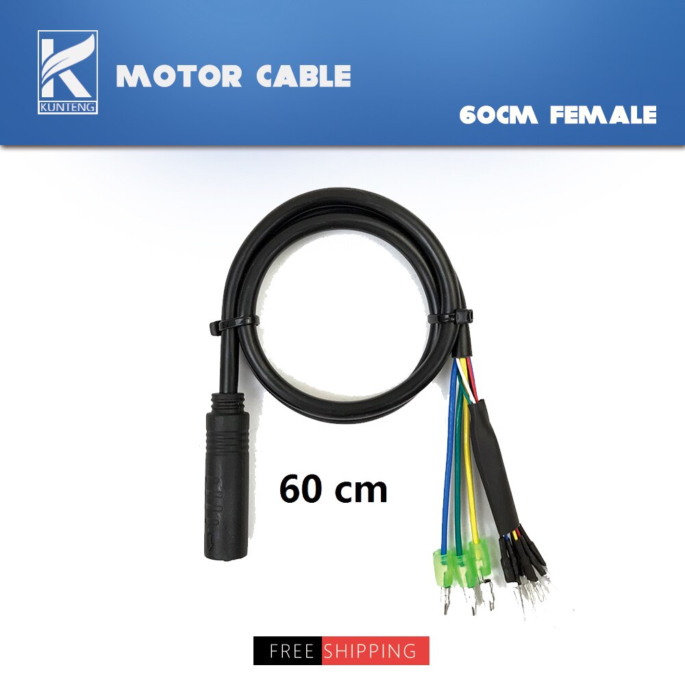 Ebike Julet Waterproof Cable 9 Pin e Bike Conversion Line Extension Adapte Cable 250W/350W/500W For Electric Bike Conversion Kit: 60cm Female