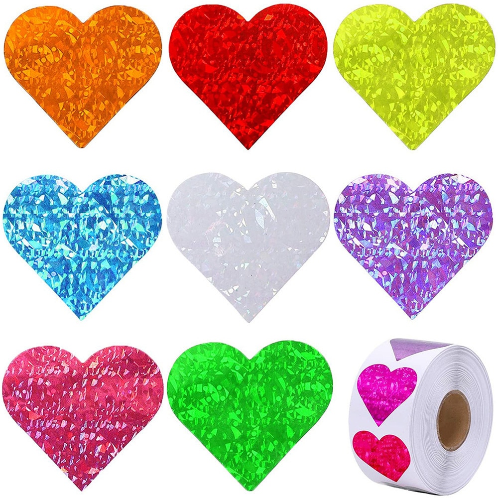 500 Pcs/Roll Love Heart Shaped Label Sticker Scrapbooking Packaging Seal Birthday Party Wedding Supply Stationery Sticker