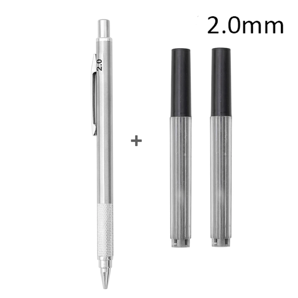 Metal Mechanical Pencil 0.3/0.5/0.7/0.9/1.3/2.0mm HB Leads Replaceable Refills Art Writing Drafting Drawing Home School Supplies