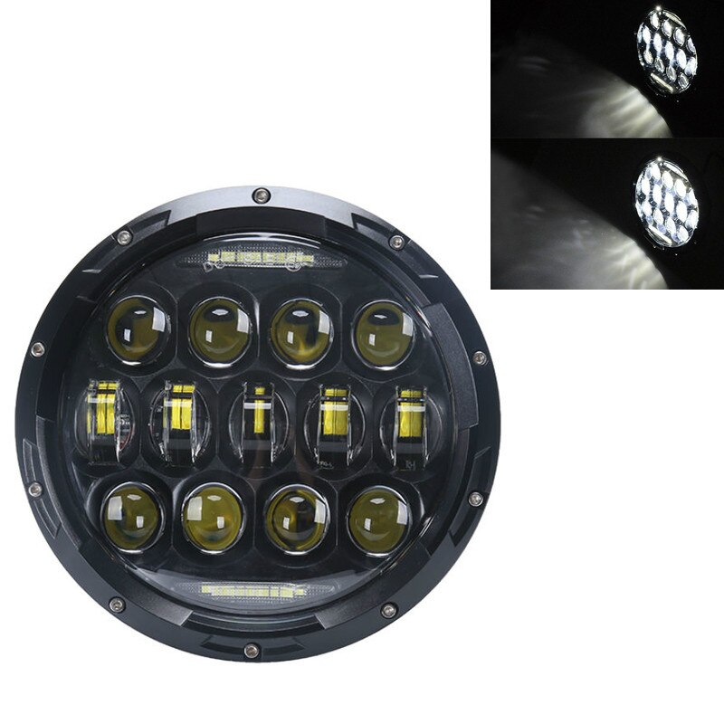 7Inch Ronde Led Koplampen + 4.5Inch Fog Passeren Lichten En Adapter Ring Voor Harley Touring Electra Glide Road king Street Glide: 75W Black