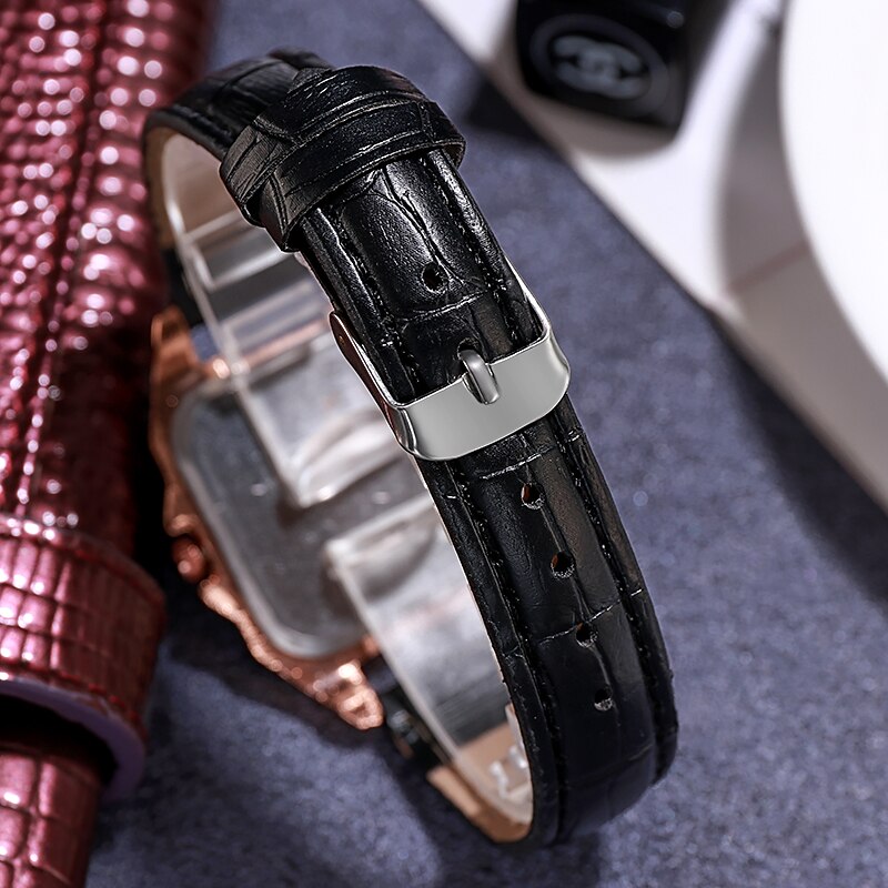 Dames Quartz Horloge Rhinestone Crystal Tonneau Vrouwen Horloge Jurk Luxe Romeinse Cijfers Lederen Horloge Voor Vrouwen