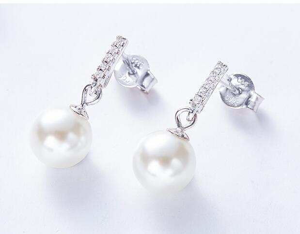 YTF37 925 Zircone Argento D'acqua Dolce Della Perla Della Ragazza Orecchini Decorazione di Cerimonia Nuziale