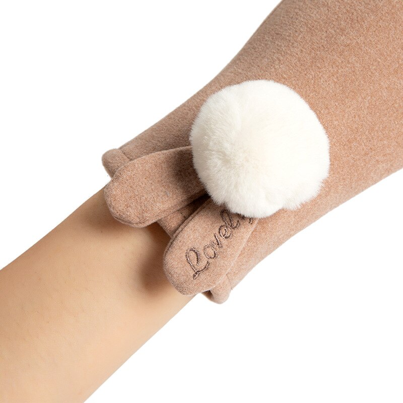 Paire de gants en daim épais pour femme, Double couche, fourrure, , mignon, oreilles de lapin, à la , pour l&#39;extérieur, hiver