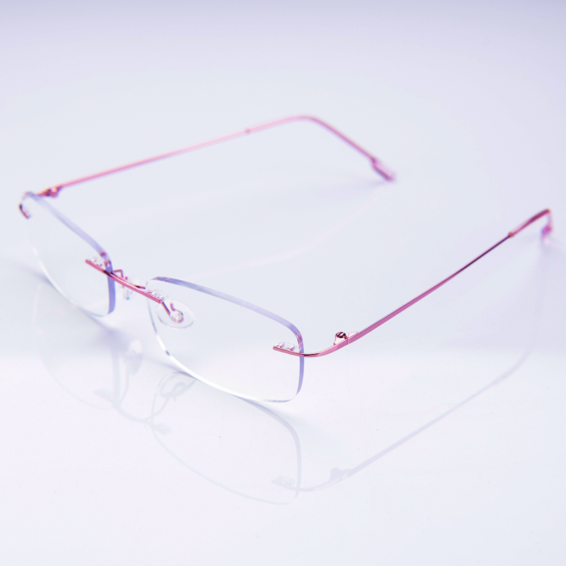 Briller uten innfatning med minne, fleksible, innfatninger, menn og kvinner, blålysblokkerende, styrkebriller, fargerike, blårosa, folkeinnfatninger: Rosa / +350