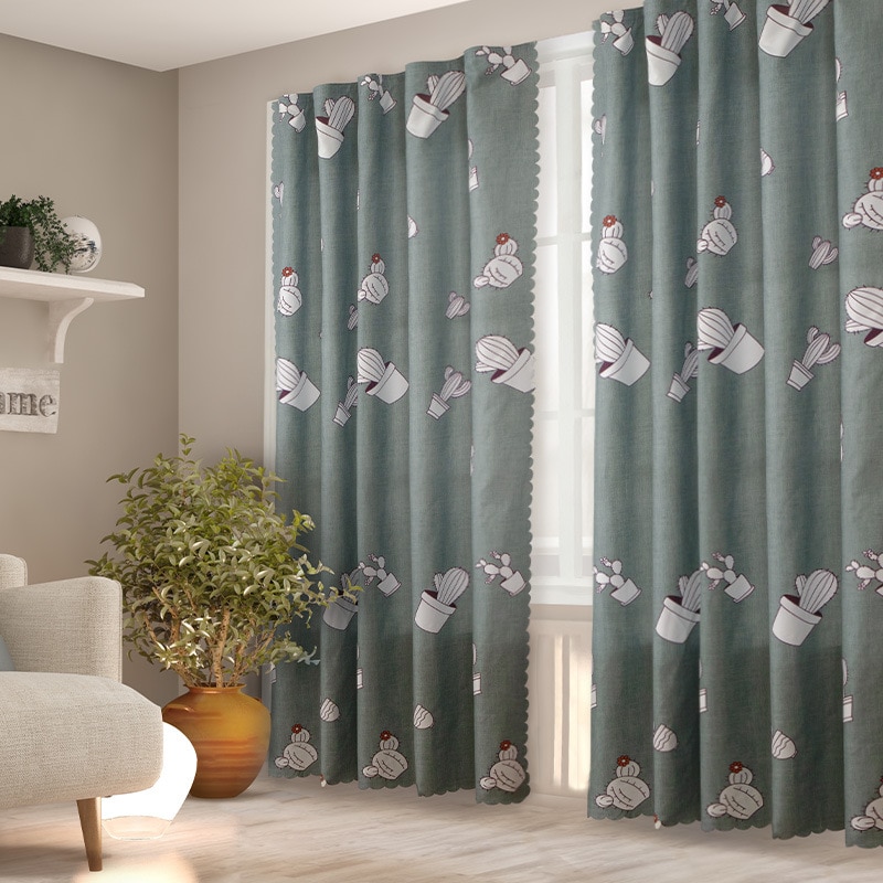 Velcro Blackout Curtains Punch-free Easy Install Blind Drapes Modern Style Living Room Bedroom Window Treatments Home Decor: Cactus Velcro model / W100xH225cm