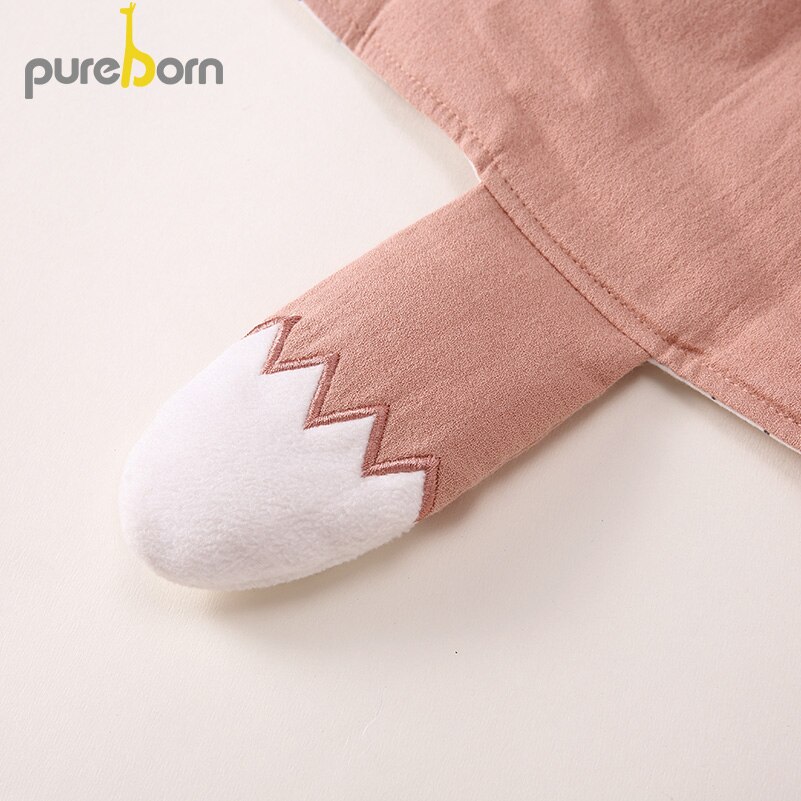 Pureborn unisex baby poncho jakke med hætte til småbørn bomuld quiltet tyk kappe poncho baby dreng pige outwear autostol poncho