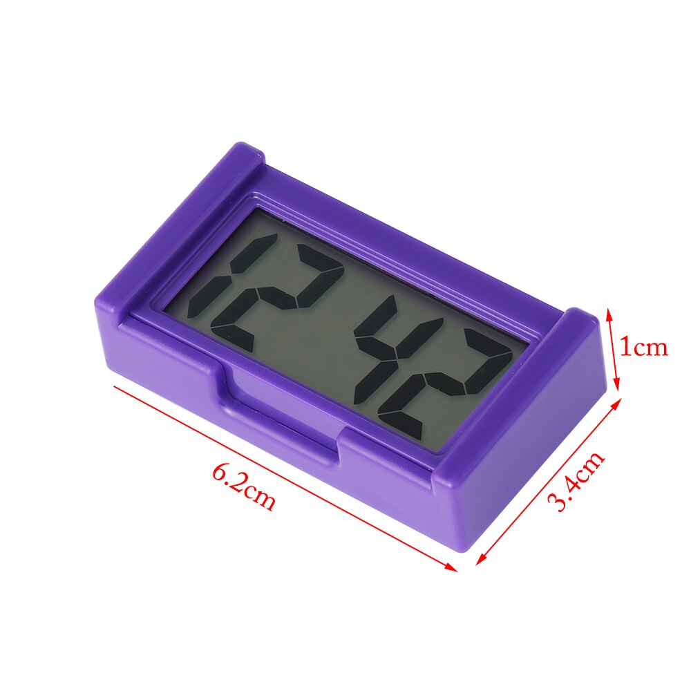 Car Desk Clock Digital LCD Screen Self-Adhesive Electronic Clock Table Auto Dashboard Date Time Small Clock Bracket Car Clock