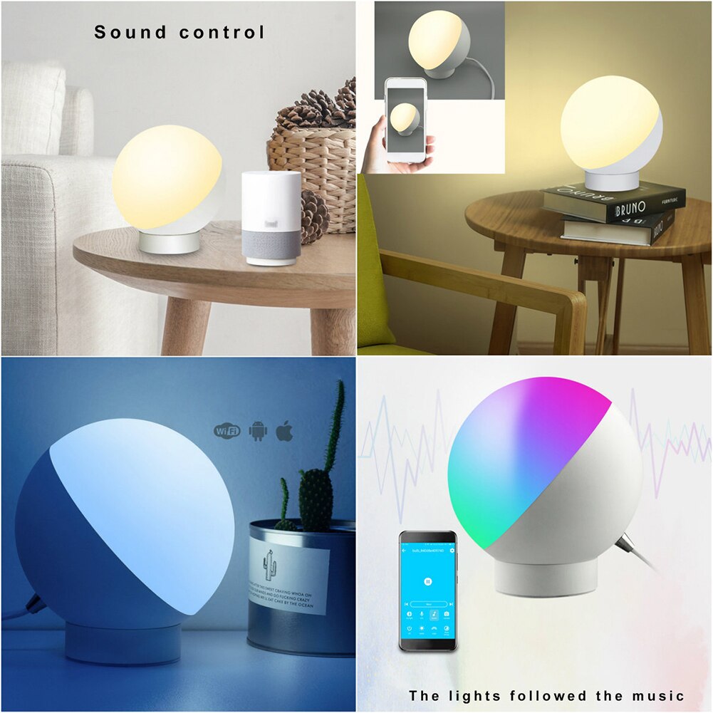 WiFi Remote Control Bedside Lamp,Desk Smart Light,Smartphone Control, Tuya Smart life APP Compatible With Alexa and Google Home