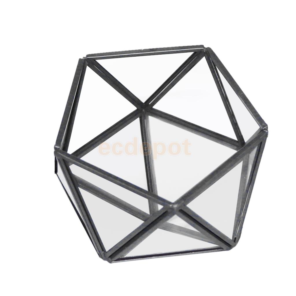 Rosa vaso de vidro geométrico irregular, recipiente de terrário para plantar suculentas, vaso de mesa, decoração de casamento para casa, escritório diy: Clear 6