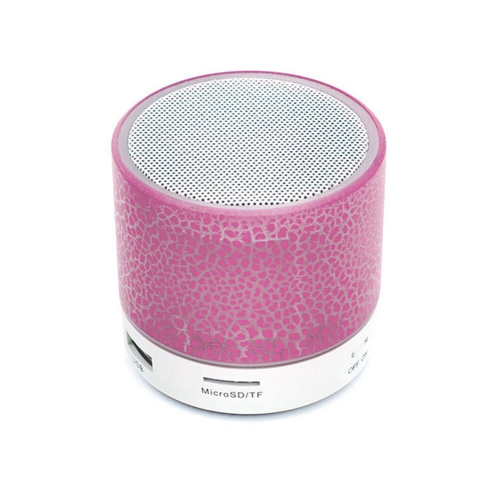 Altavoces Bluetooth grietas portátiles Mini inalámbrico LED USB Radio FM MP3 Subwoofer resplandeciente Tarjeta de disco altavoz de sonido casa, Estudio de coche: Rose Red