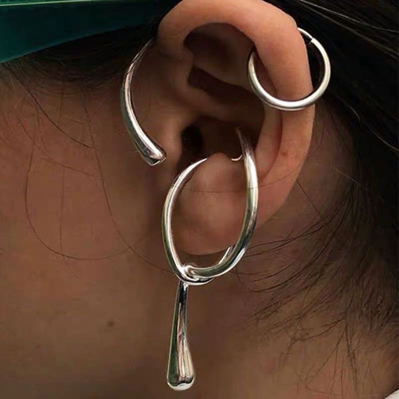 HUANZHI2020 Gold Metal Oor Manchet Oorbellen Zonder Piercing Geometrische Kraakbeen Oorbellen Voor Vrouwen Meisje Sieraden