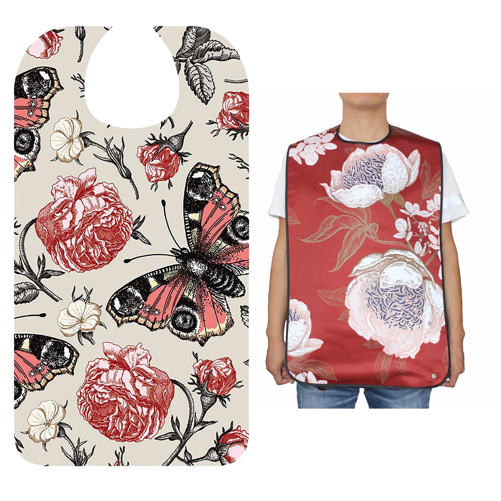 Etenstijd Pvc Afdrukken Katoen Verstelbare Bib Crumb Voor Vrouwen Ouderen Patiënten