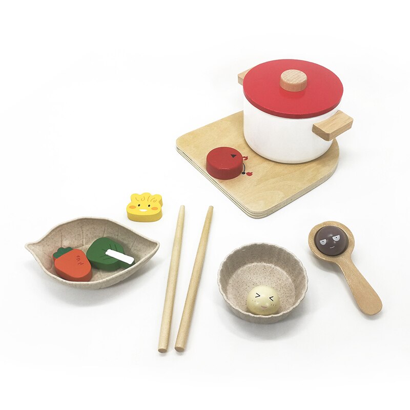 Per bambini In Legno Giochi Di Imitazione Set Pretend Tostapane macchina per il Pane macchina per il Caffè gioco giocattolo per bambini mixer da cucina Giocattolo Educativo: Small hot pot