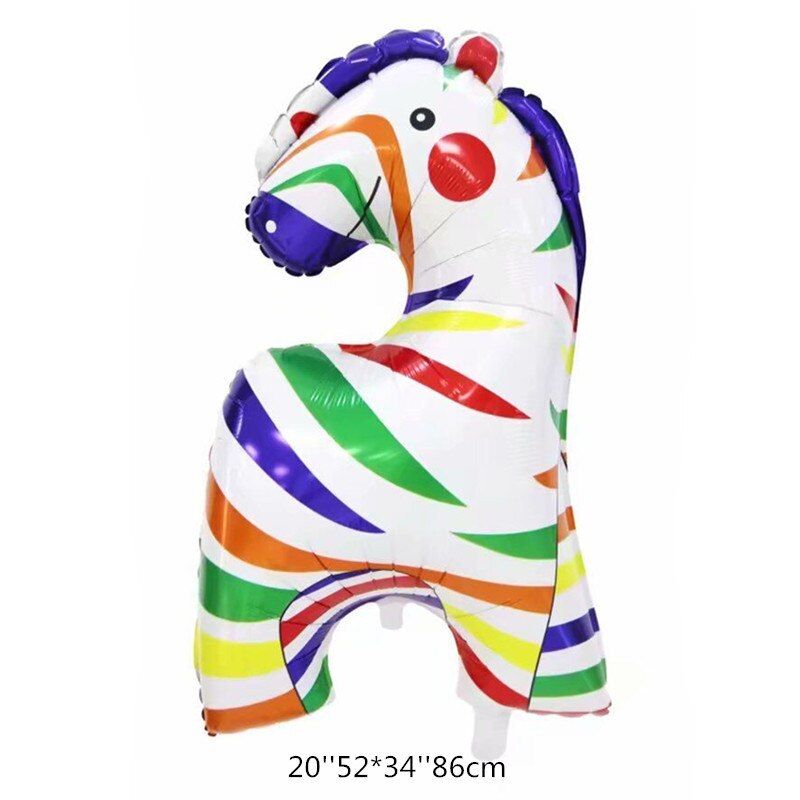 1pc färgglada unicorn tårta aluminium film ballong regnbåge tofs moln aluminium folie ballonger cirkus clown födelsedagsfest ballong: Zebra