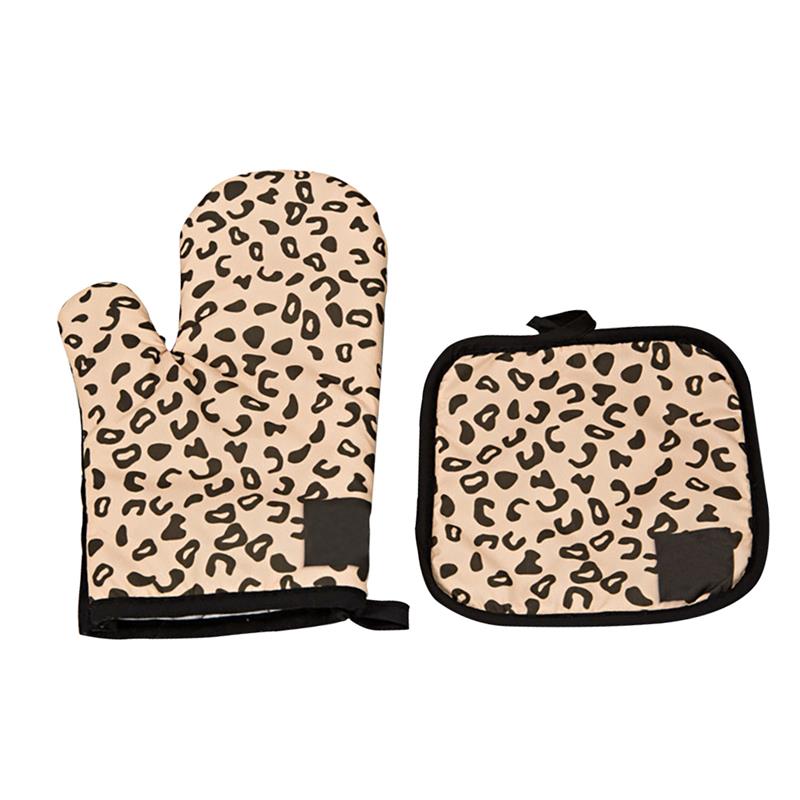 2 pièces cuisine gants isolation motif léopard Pad cuisson micro-ondes gants cuisson BBQ four maniques four mitaines cuisine gants: 2