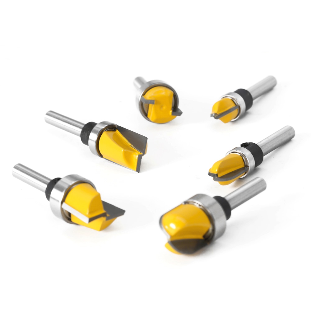 1/4"&amp; 6mm Shank Pattern Bit Flush Trim Bit Straight Bit with Bearing Hinge Mortising Router Bit Wood Trimmer Cutter