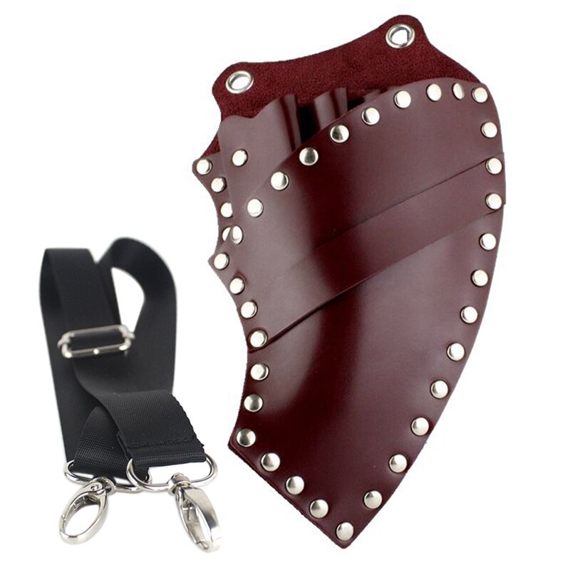 Schaar Kam Tas Hairdressing Holster Pouch Haar Schaar Taille Verpakking Kapper Hair Styling Tools Leer Klinknagel Clips Bag: Wine red