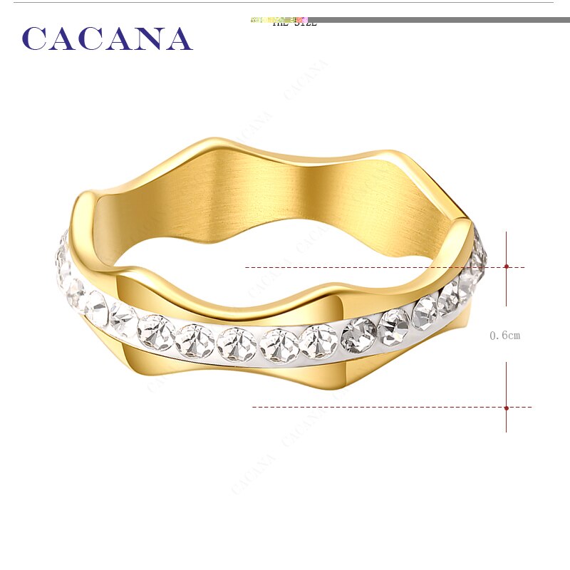Cacana Rvs Ringen Voor Vrouwen Cz Wave Vorm Sieraden Geen. R86