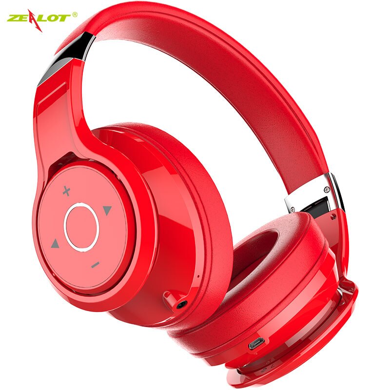 ZEALOT B22 Wireless Headphones - Bluetooth 5.0 Stereo Bass Earphones with Mic - 40mm Drivers, 85dB, Waterproof: Red-ZEALOT B22
