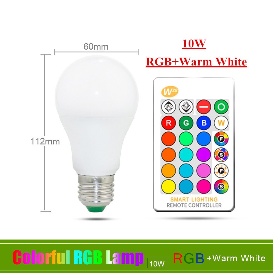 E27 E14 LED Lamp RGB Lamp AC85-265V 3 W 5 W 10 W 15 W RGBW RGBWW Dimbare RGB LED spot Gloeilamp 16 Kleuren met IR Afstandsbediening: E27 10W RGBWW