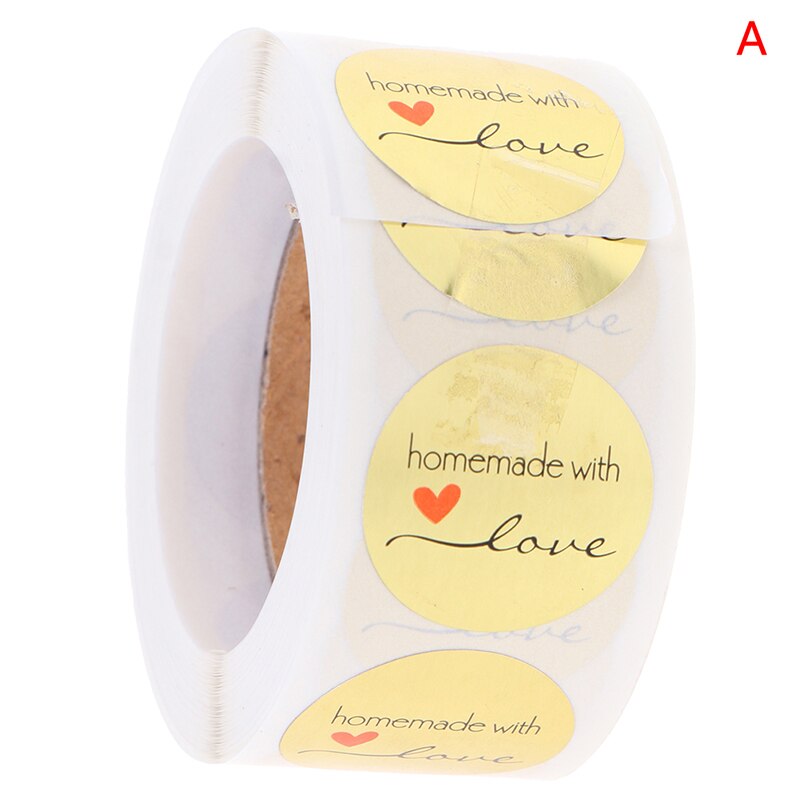 Pegatinas de Papel Kraft de 500 cm, Gracias por apoyar mi negocio, etiquetas redondas de papel dorado para tienda, pegatinas hechas a mano, 2,5 cm: A