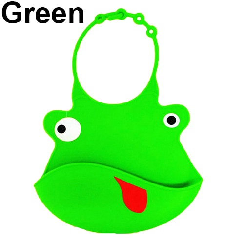 Baberos alimentación bebé Baberos alimentación silicona impermeable ajustable paños eructos niños Delantales para chicas niños comiendo el almuerzo Peto: green