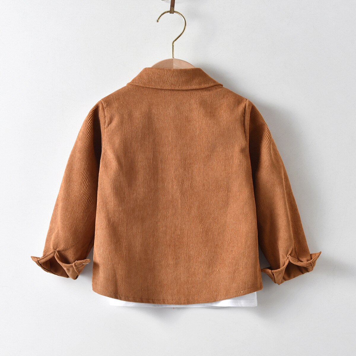 Nouvelle chemise en velours côtelé à manches longues pour garçons, kaki, tissu en coton pur, haut à revers pour enfants de 2 à 6 ans, manteau décontracté, printemps automne