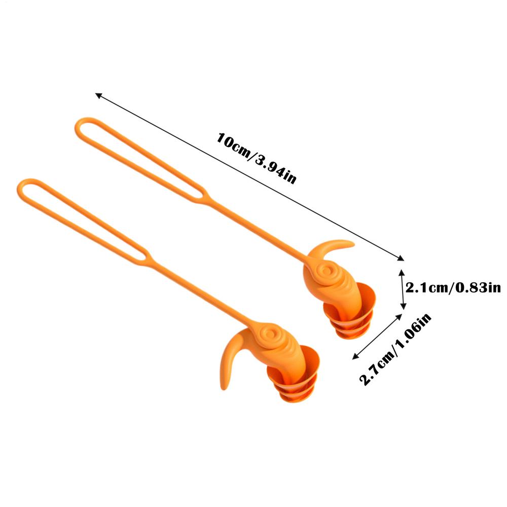 Tapones para los oídos de silicona para nadar, tapones para los oídos para nadar con reducción de ruido, tapones para los oídos de agua reutilizables con cordón, tapones para los oídos para dormir, nadar: Naranja