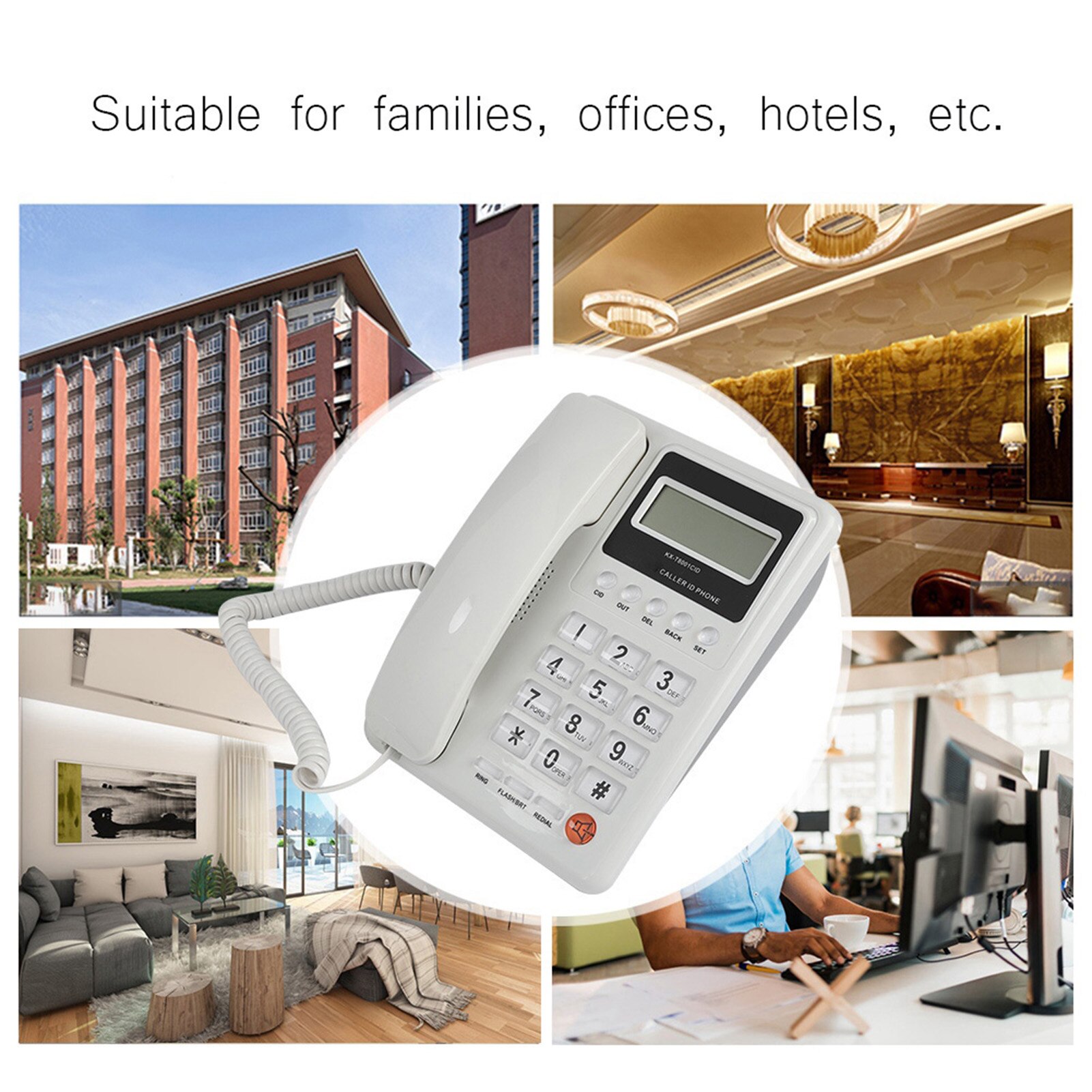 Home Hotel Wired Corded Desktop Telephone Office Landline Telephone