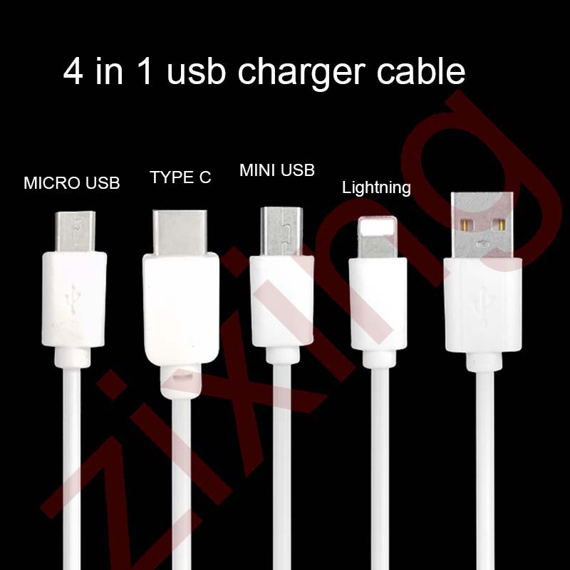 4in1 Universele USB Wall Charger Travel Power oplaadkabel 4in1-USB + AUTO-Oplader-Kabel voor iPhone-4-4S-5-6-7-8 iPod- samsung-HTC