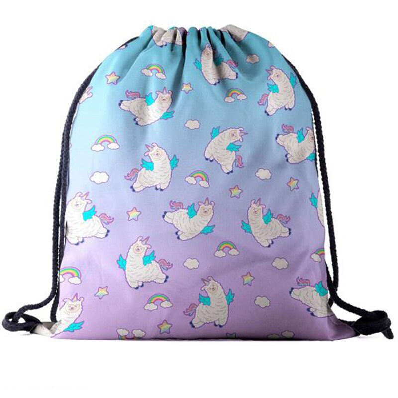 Rugzak trekkoordtas 3d print alpaca dames heren dagelijks casual meisjes mochila knapzak vrouwelijk bundel zak touw tassen: Bpa 700065