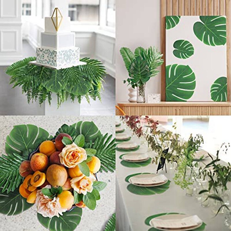 Kunstmatige Palm Bladeren Faux Tropische Monstera Bladeren Met Stengels Voor Hawaiian Luau Party Tafel Blad Decoraties