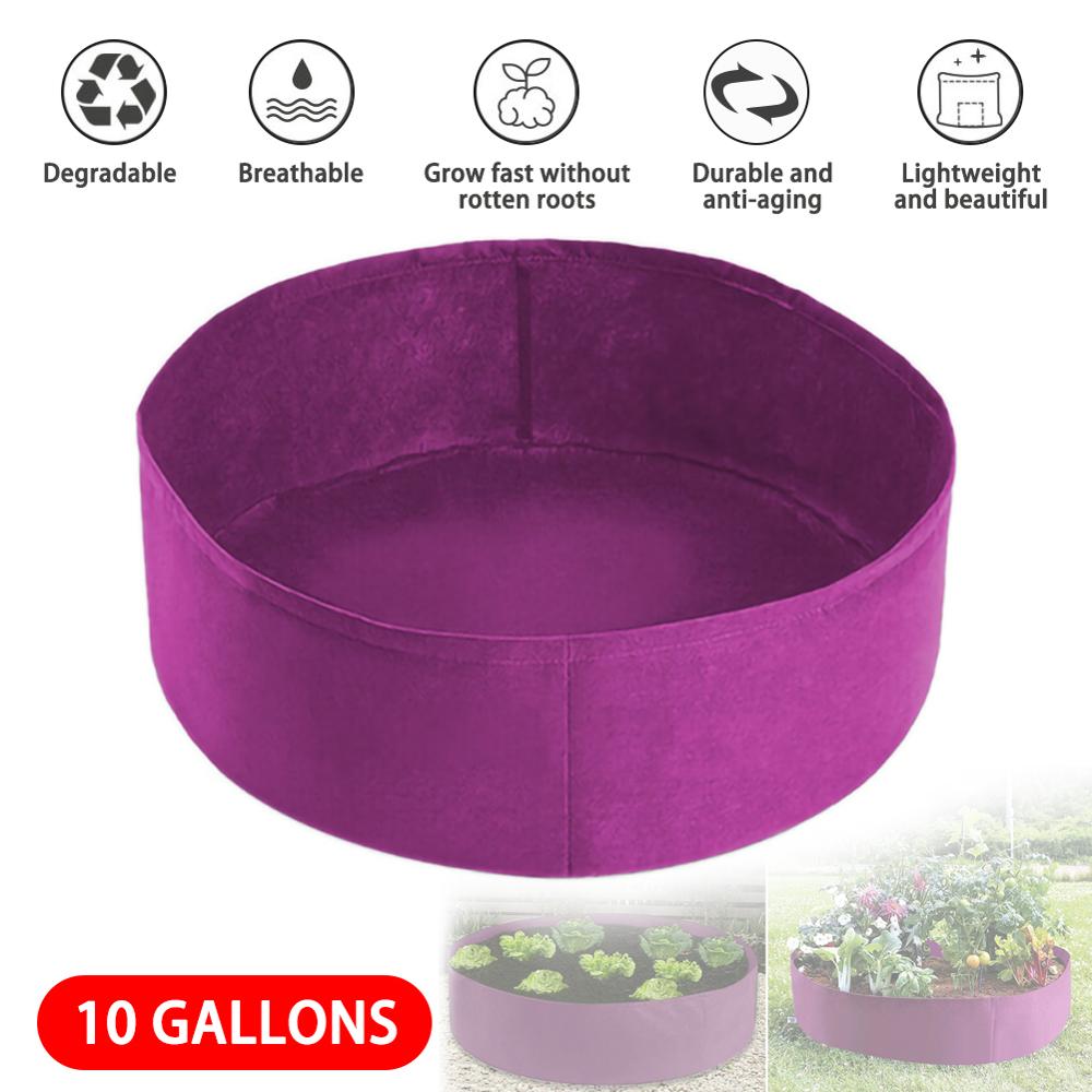Stof hævet havepose 30 gallons rund haveplantebeholder voksepose åndbar filt plantepotte til planter planteskolepotte: Lilla -10 liter
