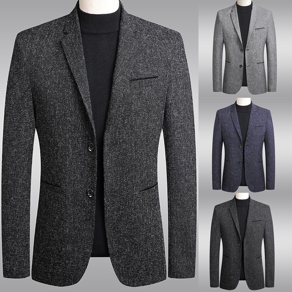 Autumn Suit Blazer Formal Business Male Spring Men's Coat Solid Color Blazer Long Sleeve Lapel Casual Fits#A3