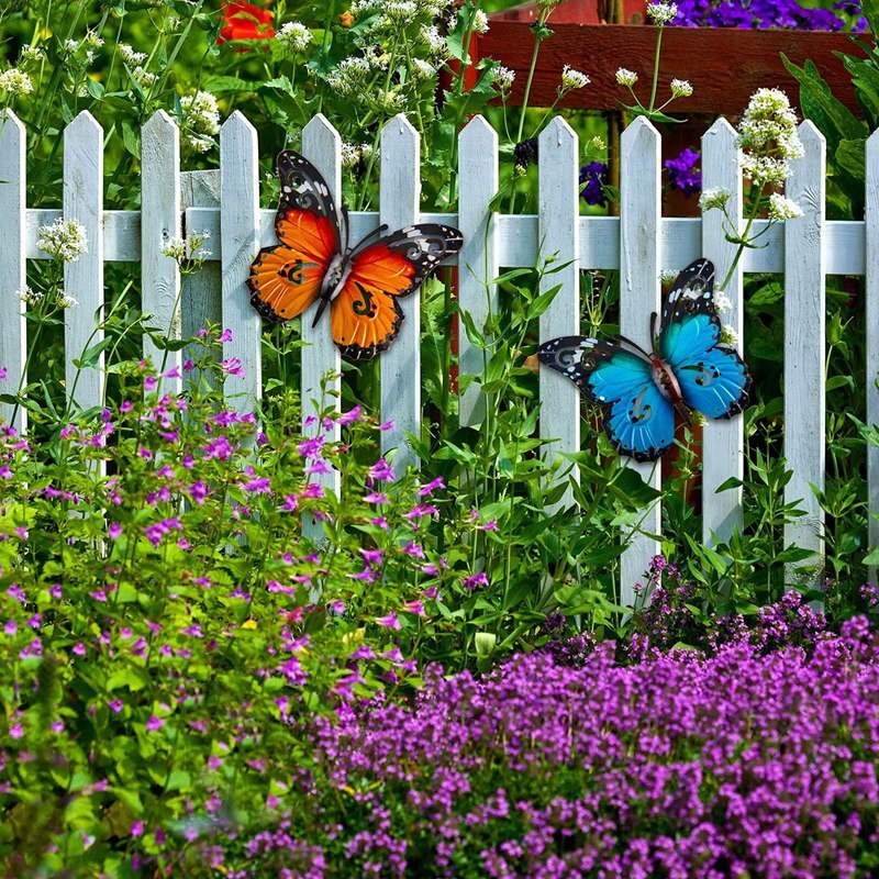 LARGE METAL COLOURFUL BUTTERFLY GARDEN DECORATION WALL ART 31cm X 35cm - View #5