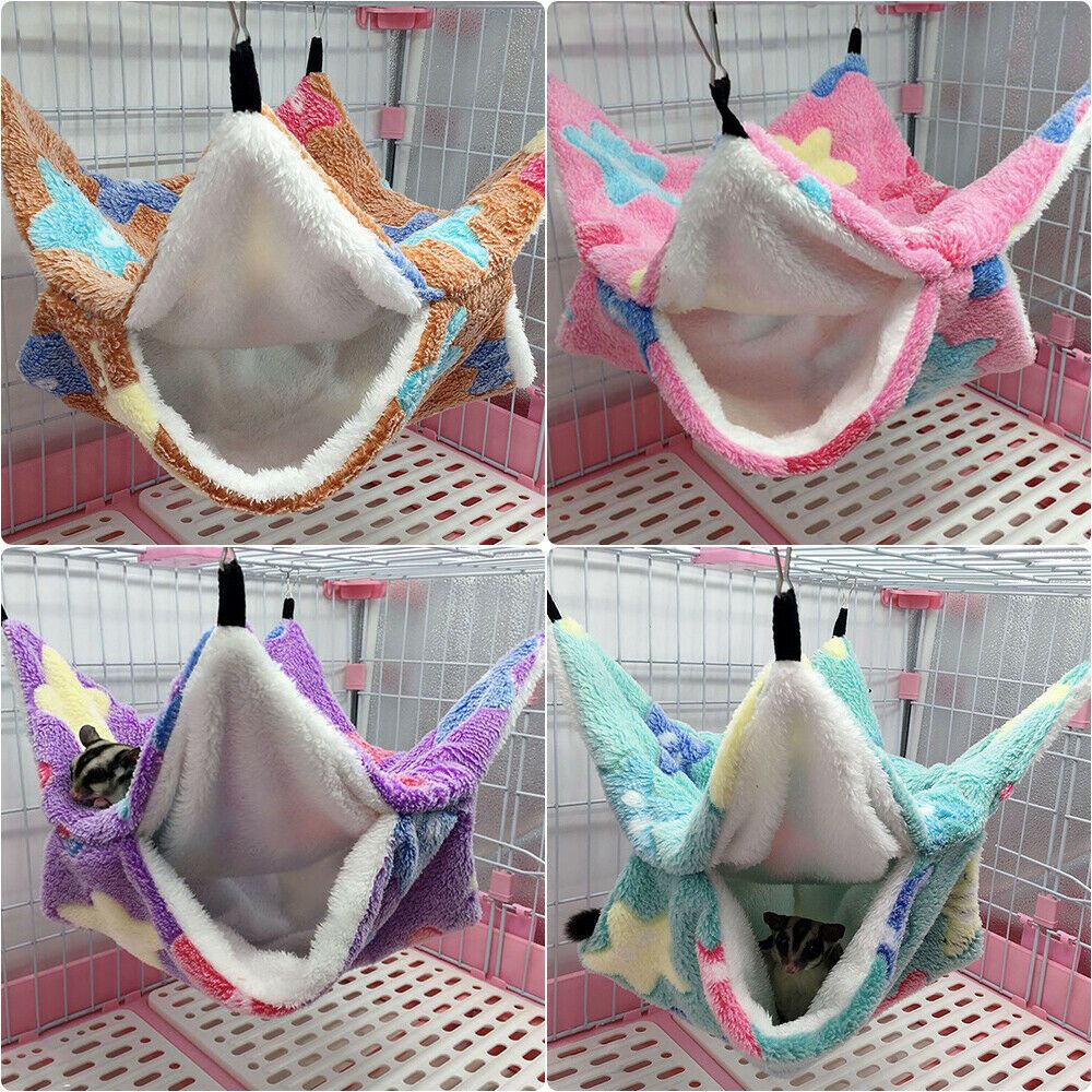 Ferret Hamster Hammock Coral Fleece+Arctic Fleece Pet Hanging Hammock Hamster Ferret Rat Squirrel Cage Nest Warm Beds House Toys