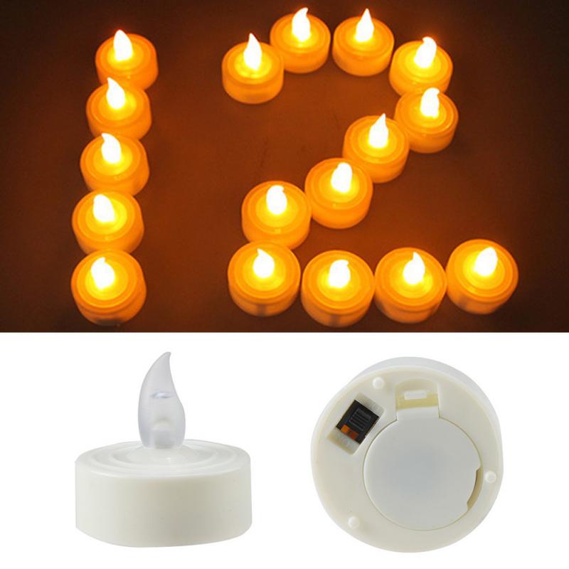 24 Stuks Elektronische Led Licht Kaarsen Diy Party Wedding Festival Decor Realistische Batterij-Aangedreven Vlamloze Kaarsen
