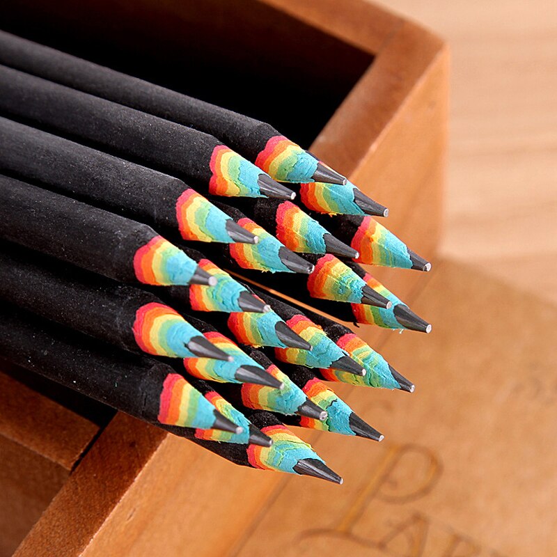 3pcs Multicolor Student Supply Items Writing Cute Stationery School Cute 17.4*0.74*0.74cm Wooden 2B Pencil: 1PC Black
