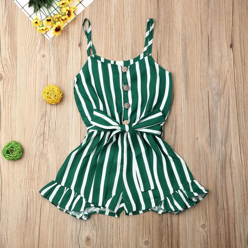 3-8 år smålåve låve baby jente klær ermeløs stripe romper jumpsuit sommerantrekk lekedress: 4 / 4t
