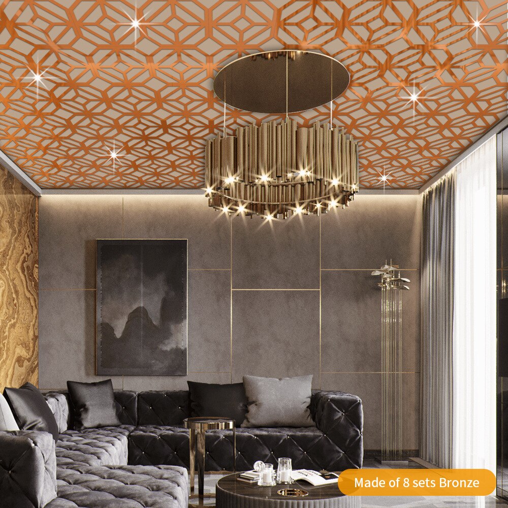 Achthoek Vierkante Holle 3D Spiegelwand Sticker Acryl Sofa Achtergrond Woonkamer Decoratie Kast Renovatie Decal Home Decor