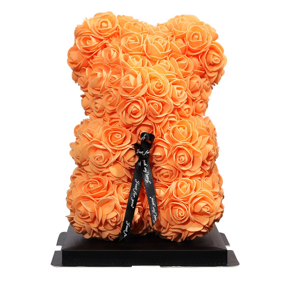 Christmas 25cm rose bjørn kunstig blomst rose bamse dekoration til kvinder valentins bryllup fødselsdag: 25cm orange bjørne