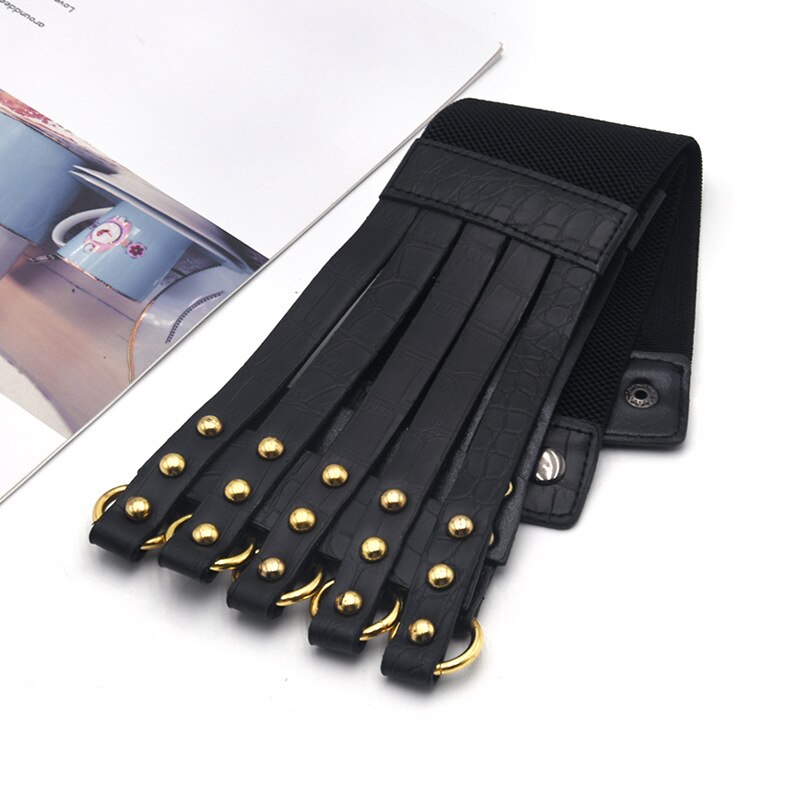 Cinturón ancho con hebilla de Metal dorado para mujer, cinturón de cuero, corsé, cinturones tipo faja