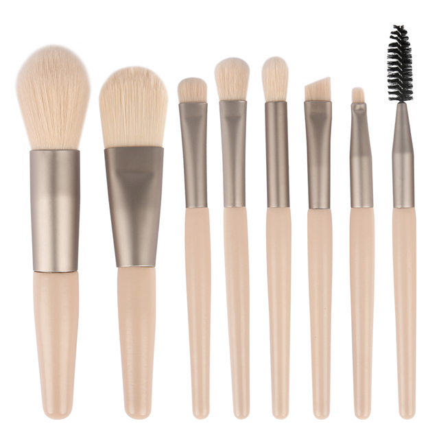 Juego de 8 Uds de brochas de maquillaje, brocha correctora de maquillaje, colorete, brocha para polvos sueltos, sombra de ojos, resaltador, brocha para base, herramientas de belleza: Negro