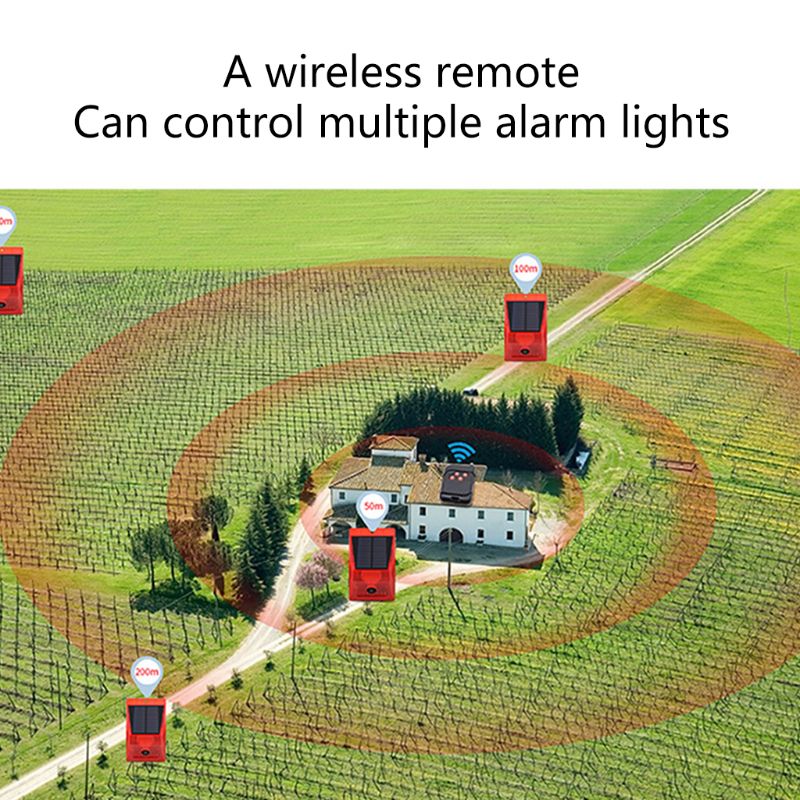 Solar Strobe Light with Motion Detector Remote Controller Solar Alarm Lamp 129db Sound Security Siren Lights IP65 Waterproof