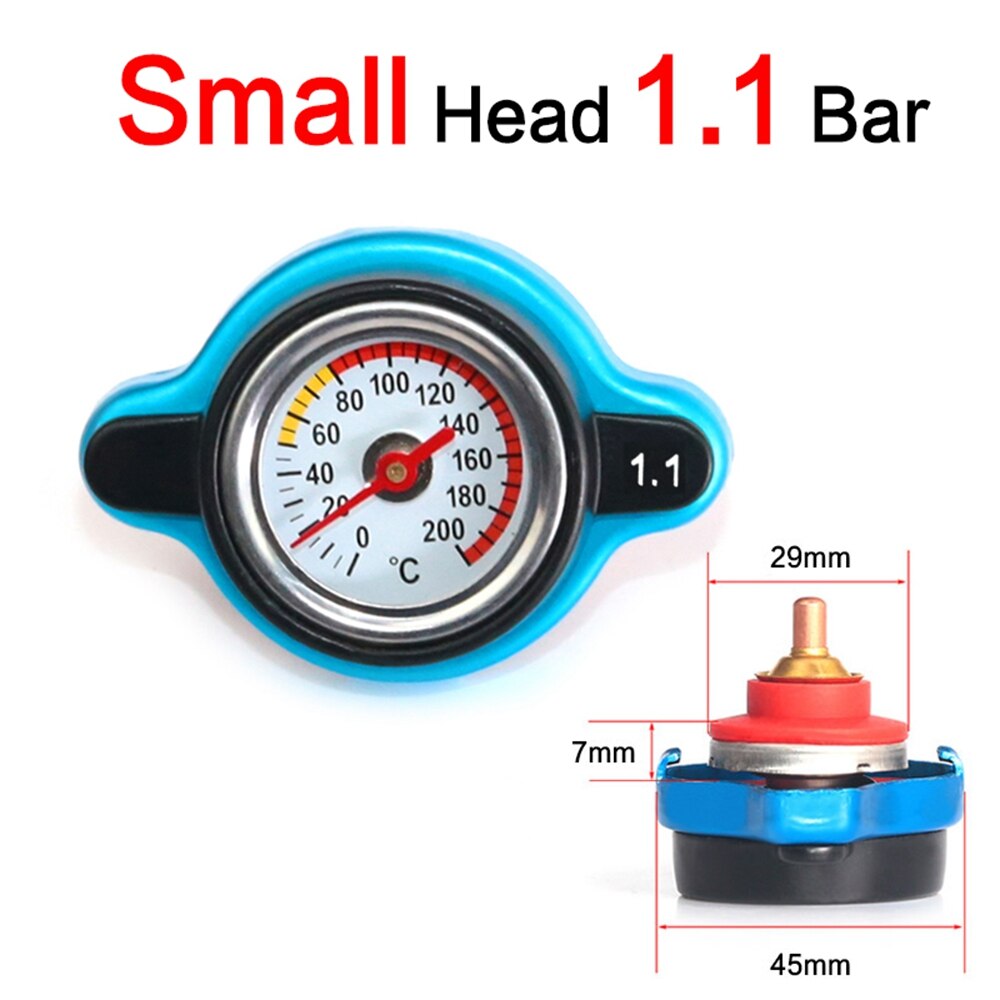Calibrador termostático para coche, tapa de radiador, cubierta de tanque, medidor de temperatura del agua, utilidad, barra de seguridad, cabezal pequeño/grande, 0,9 Bar/1,1 Bar/1,3 Bar: small 1.1