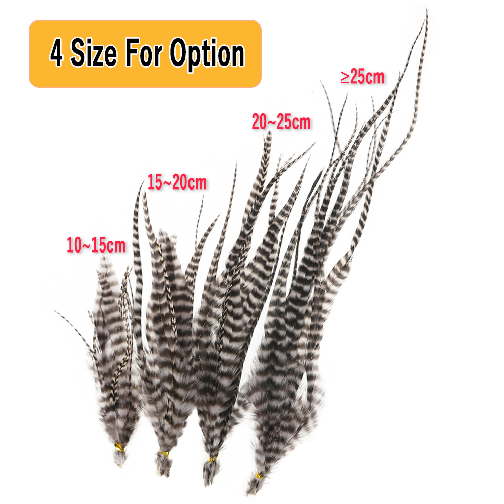 Wifreo, 10 Uds., plumas naturales para atar moscas en blanco y negro, plumas de pelo de gallo Grizzly para atar insectos lanosos Streamer