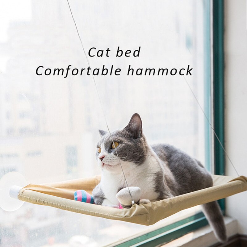Cat Bed Removable Window Sill Cat Radiator Bed Hammock Perch Seat Lounge Pet Kitty Hanging Bed Cosy Cat Hammock Mount Pet Seat: Beige